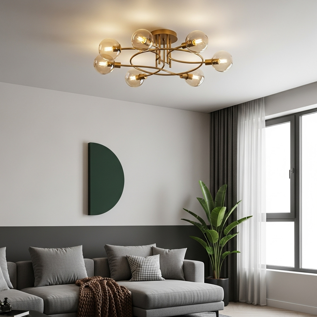 European and American style all-copper ceiling lamp