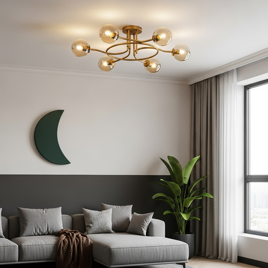 European and American style all-copper ceiling lamp